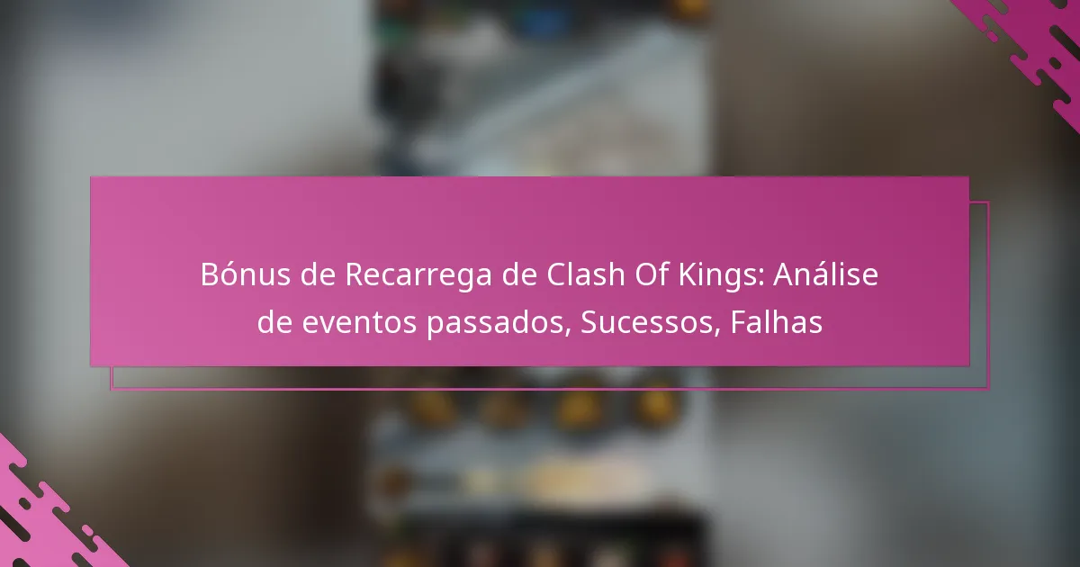 Bónus de Recarrega de Clash Of Kings: Análise de eventos passados, Sucessos, Falhas