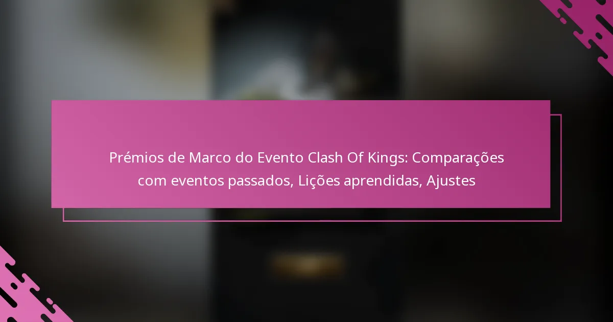 Prémios de Marco do Evento Clash Of Kings: Comparações com eventos passados, Lições aprendidas, Ajustes