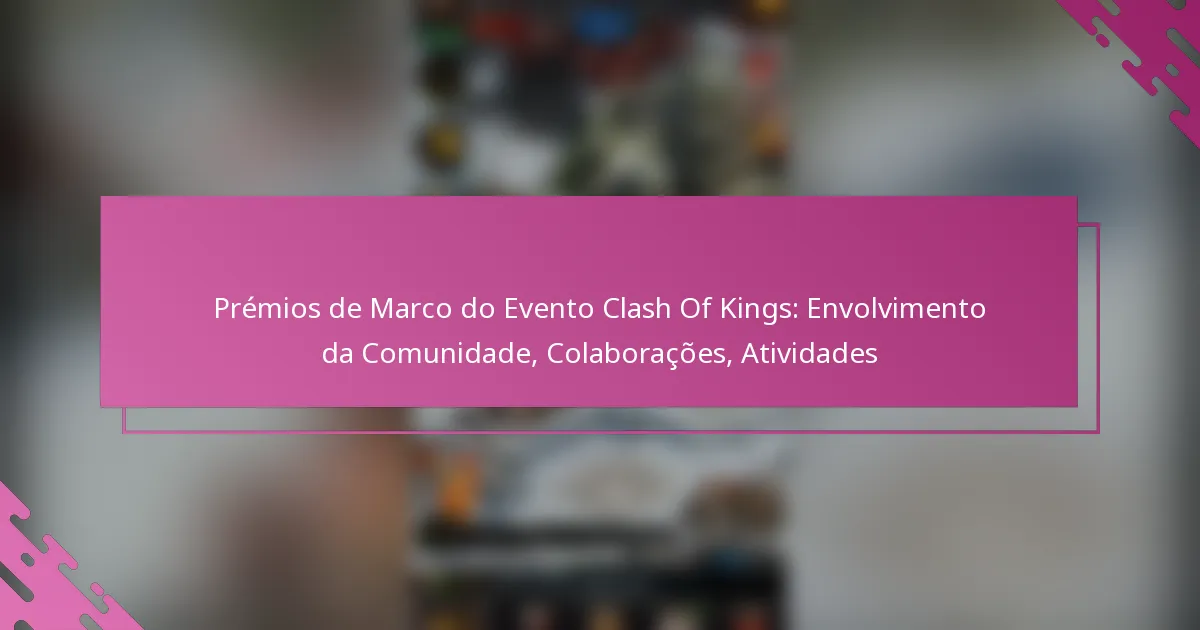 Prémios de Marco do Evento Clash Of Kings: Envolvimento da Comunidade, Colaborações, Atividades