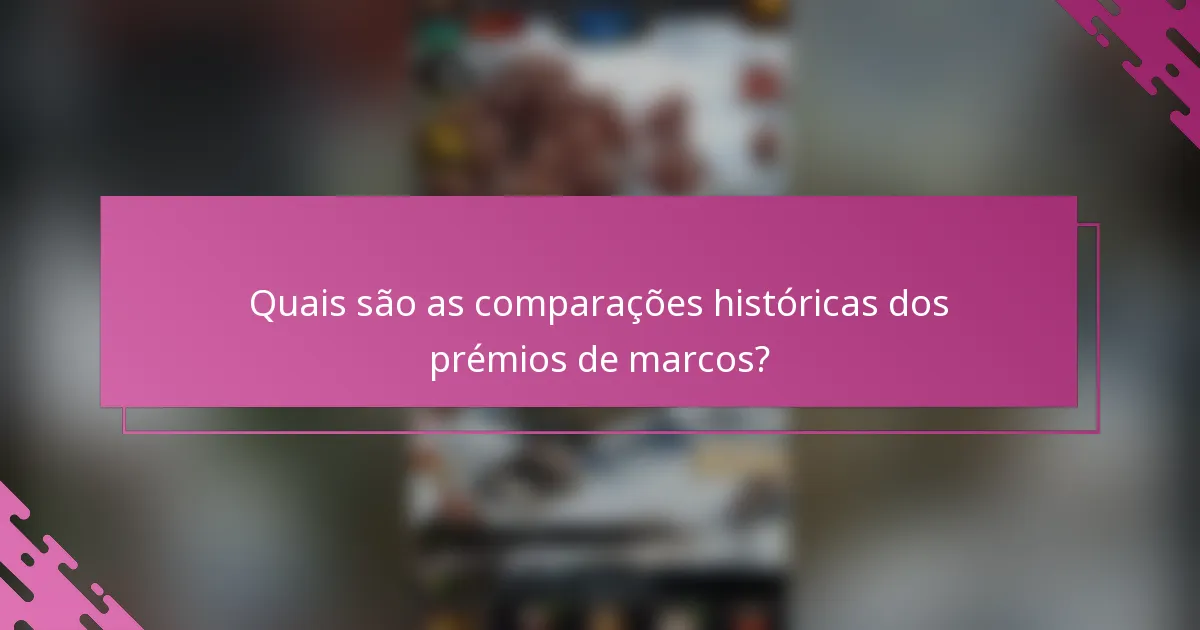 Quais são as comparações históricas dos prémios de marcos?